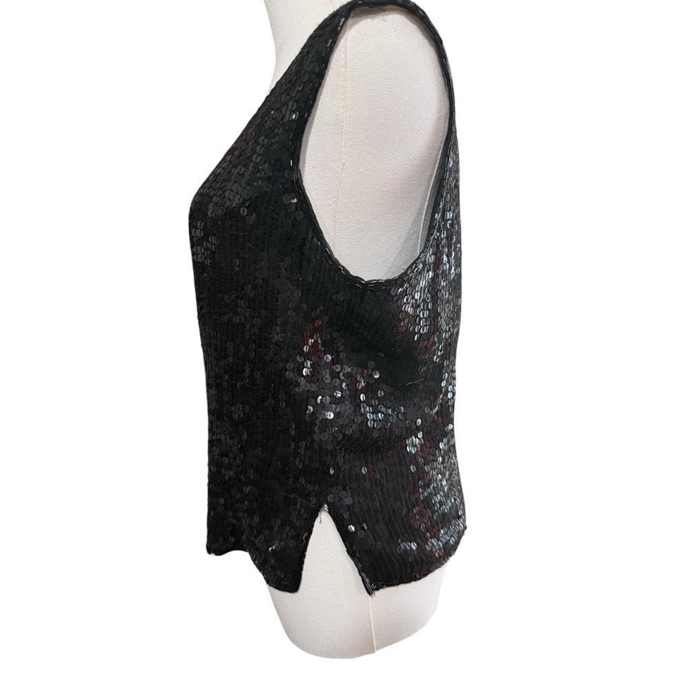 🔻Vintage Victoria Holley Black Sequin Silk Top – Size L - Picture 6 of 11